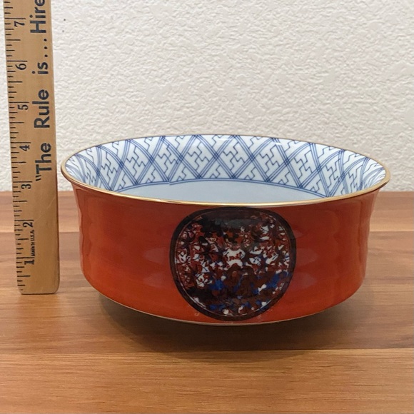 Vintage Shibata Toki Japan Hand Painted Porcelain Vibrant Orange & Blue 8” Bowl - Picture 7 of 14